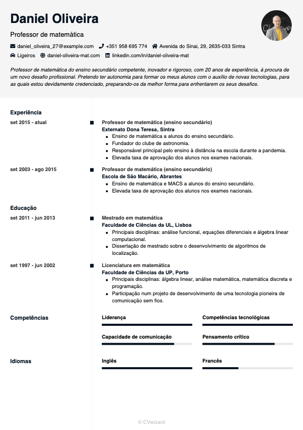 Template de currículo moderno