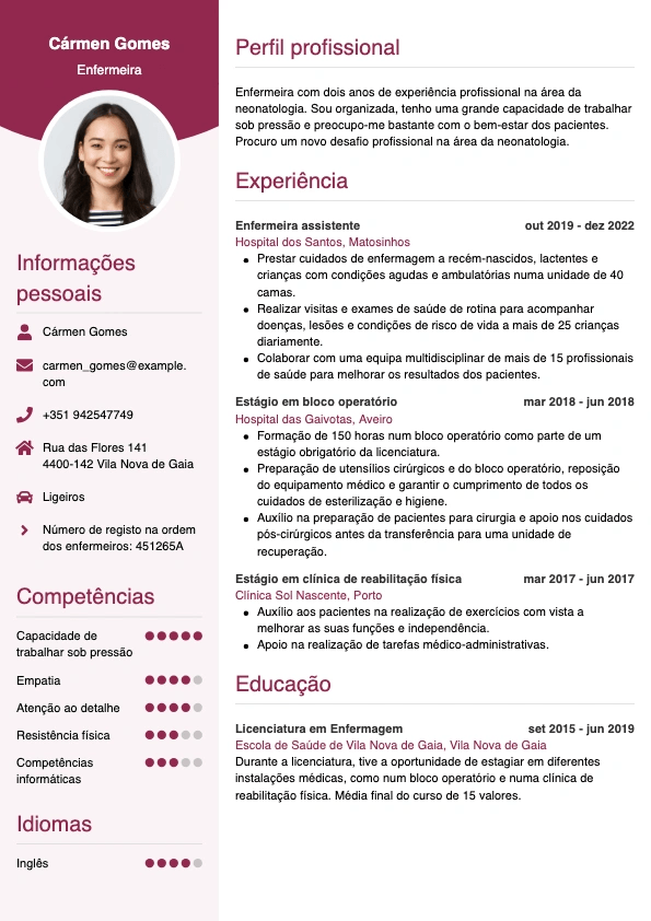 Template de currículo clássico